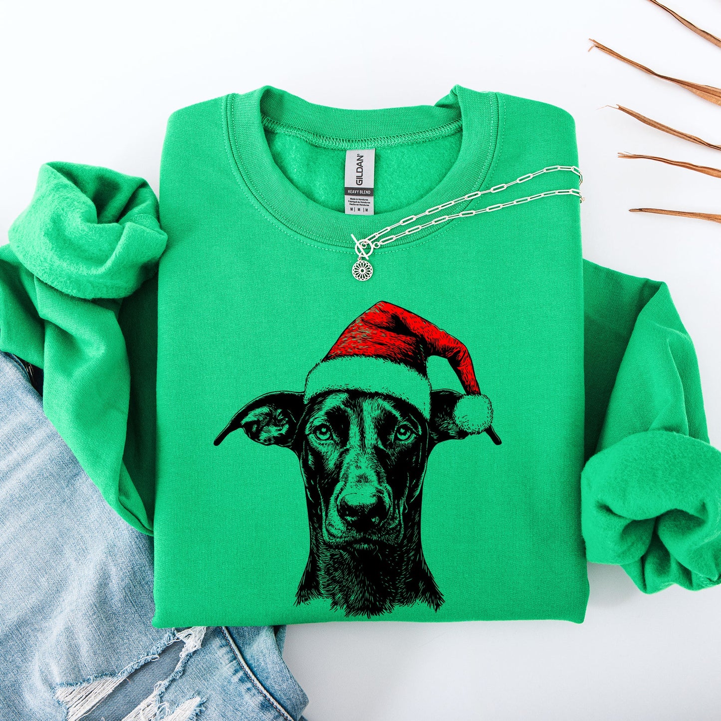 Doberman, Santa, Dog, Christmas, Dog Lover, Pet Sweatshirt