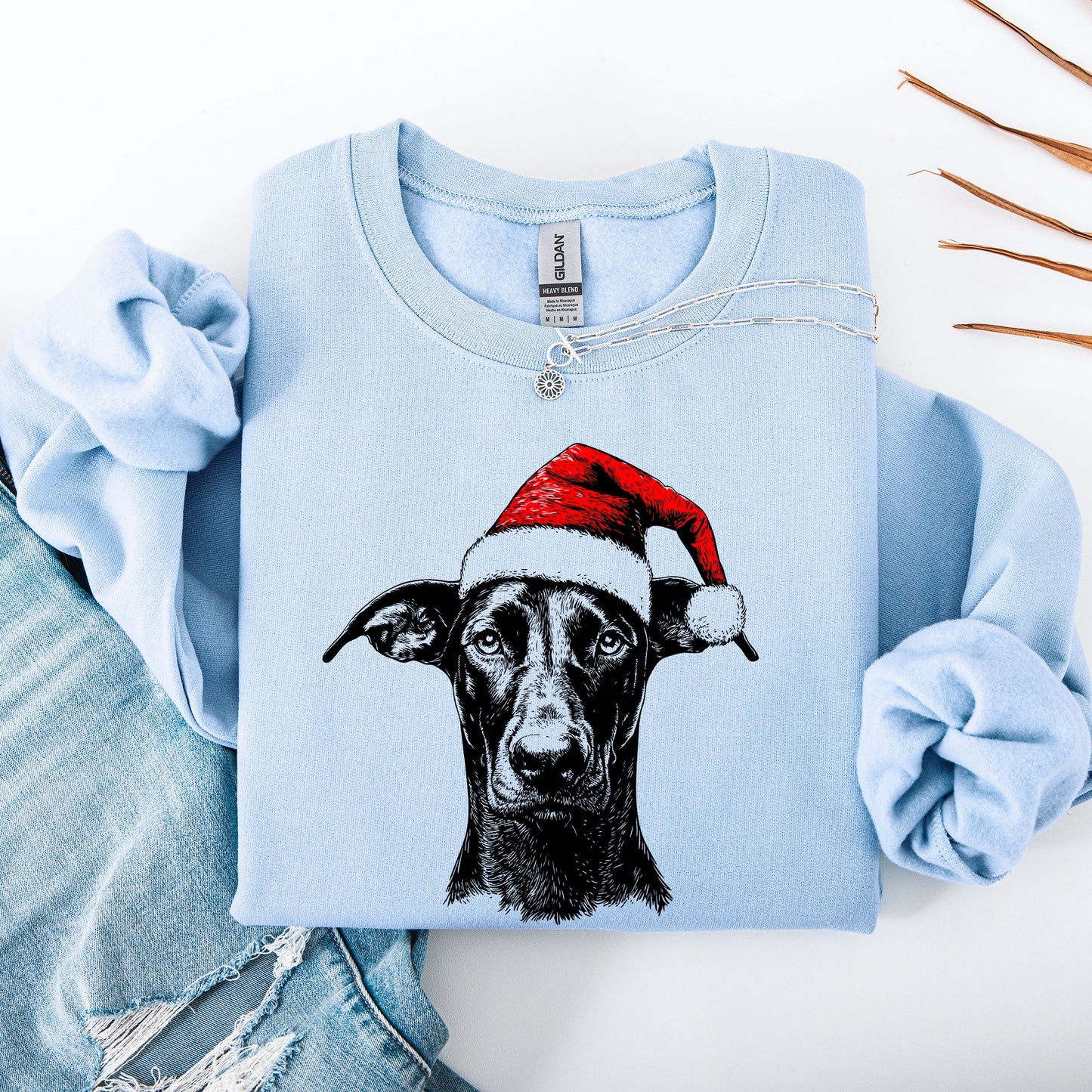 Doberman, Santa, Dog, Christmas, Dog Lover, Pet Sweatshirt