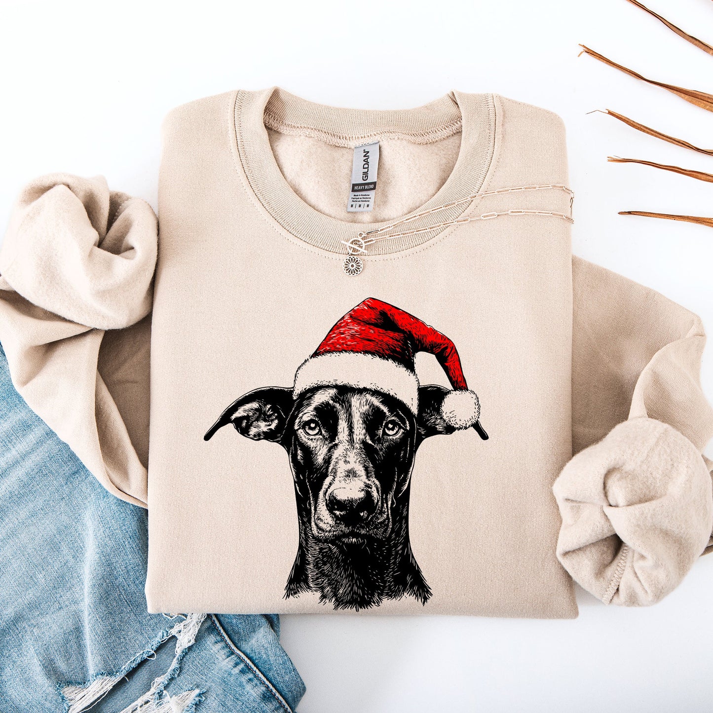 Doberman, Santa, Dog, Christmas, Dog Lover, Pet Sweatshirt
