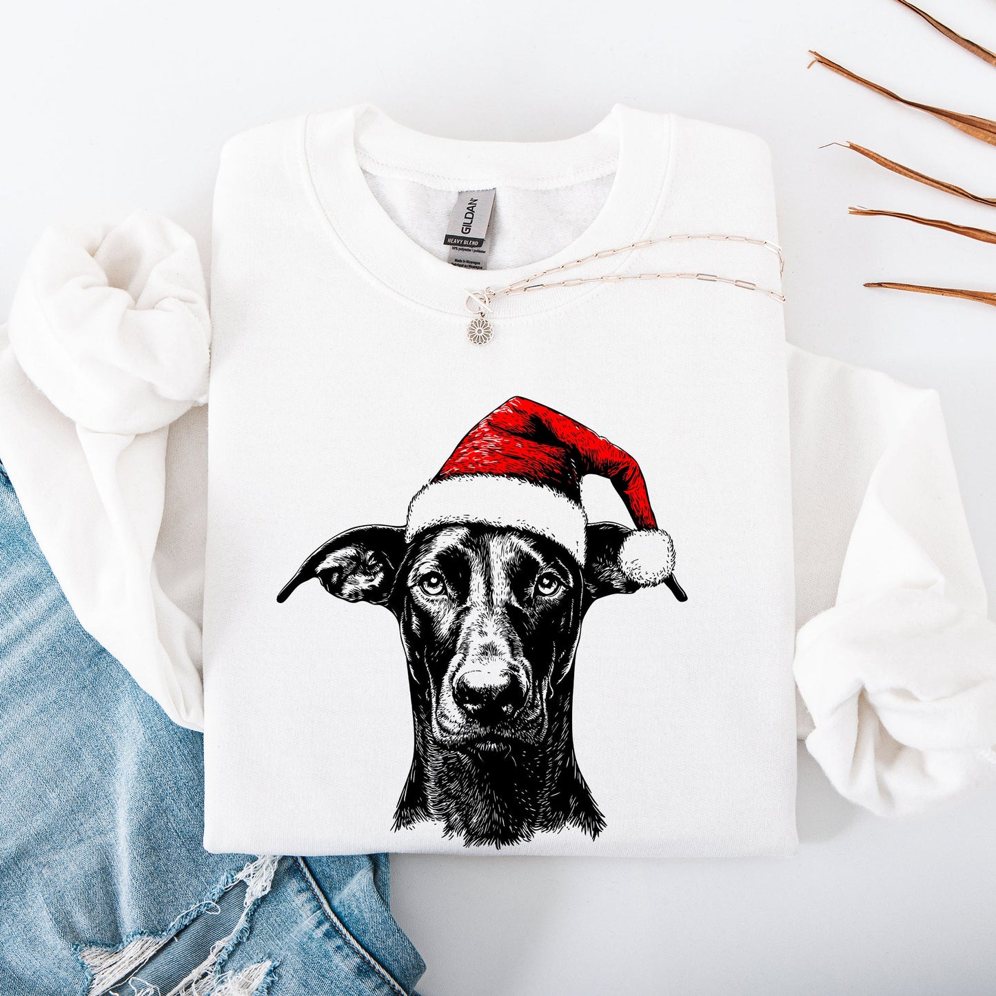 Doberman, Santa, Dog, Christmas, Dog Lover, Pet Sweatshirt