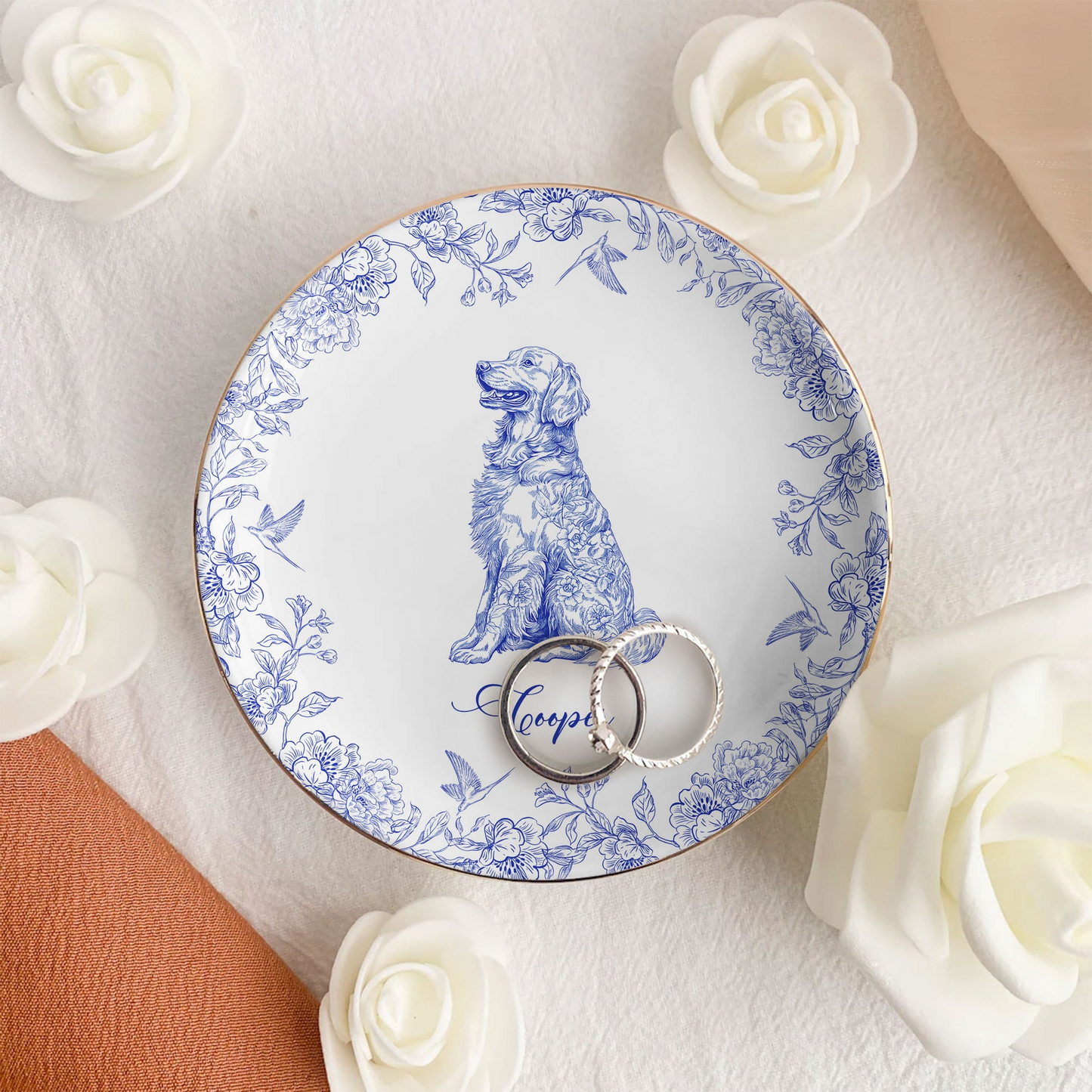 Dog Custom Breeds Chinoiserie - Personalized Jewelry Dish - Gift for Dog Lovers, Dog Mom, Dog Dad