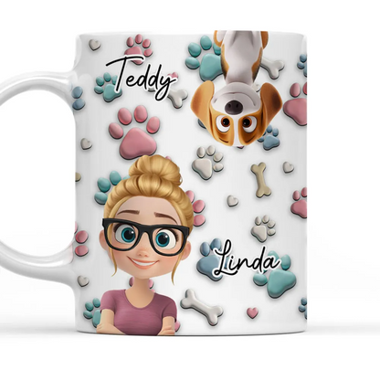 Dog And Woman Cartoon - Personalized Mug - Gift For Her, Dog Lovers, Pet Lovers, Dog Mom