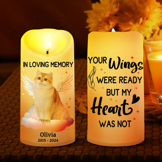Custom Photo Dog Cat Pet Memorial - Personalized Custom LED Candle - Sympathy Gift For Family Members