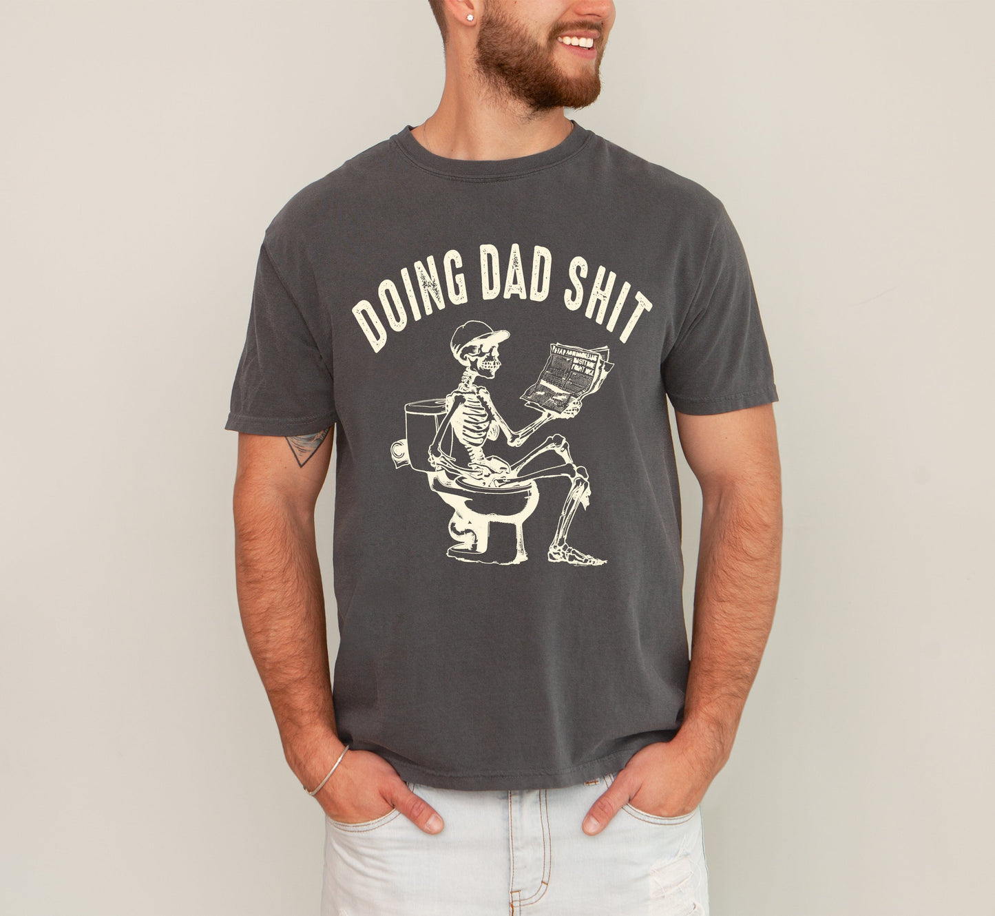Doing Dad Shit, Skeleton, Toilet, Funny, Humorous, Father's Day, Fatherhood, Halloween Tshirt Comfort Colors T-Shirt