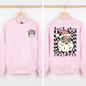 Don't Stop Believin, Santa, Christmas, Checkered, Vintage, Cute, Front and Back Sweatshirt
