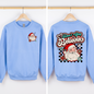 Don't Stop Believin, Santa, Retro, Checkered, Christmas, Front and Back Sweatshirt