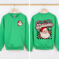 Don't Stop Believin, Santa, Retro, Checkered, Christmas, Front and Back Sweatshirt