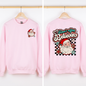 Don't Stop Believin, Santa, Retro, Checkered, Christmas, Front and Back Sweatshirt
