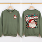 Don't Stop Believin, Santa, Retro, Checkered, Christmas, Front and Back Sweatshirt