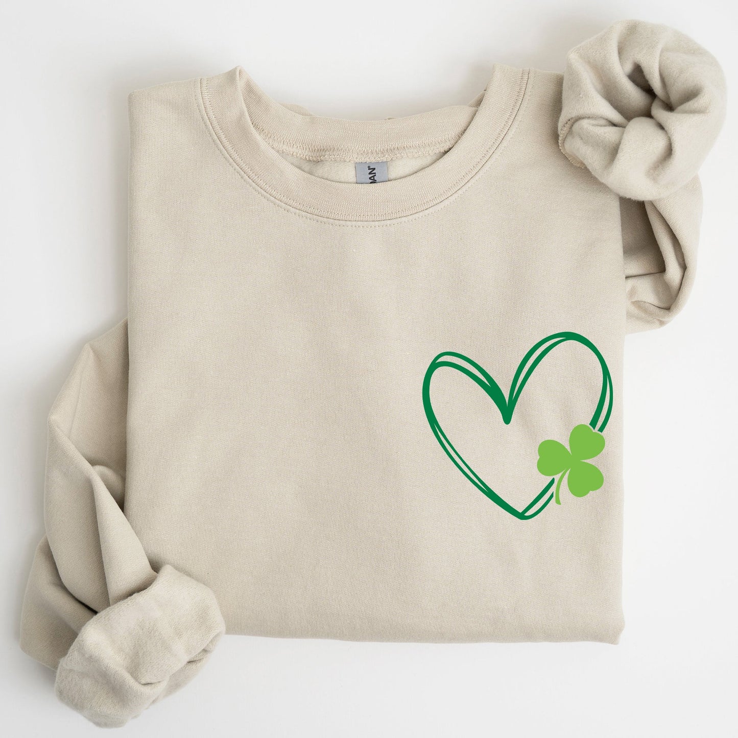 Double Heart With Shamrock, St Patrick's Day Sweatshirt
