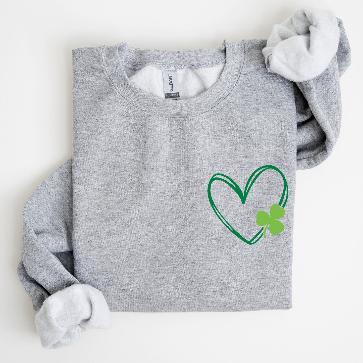 Double Heart With Shamrock, St Patrick's Day Sweatshirt