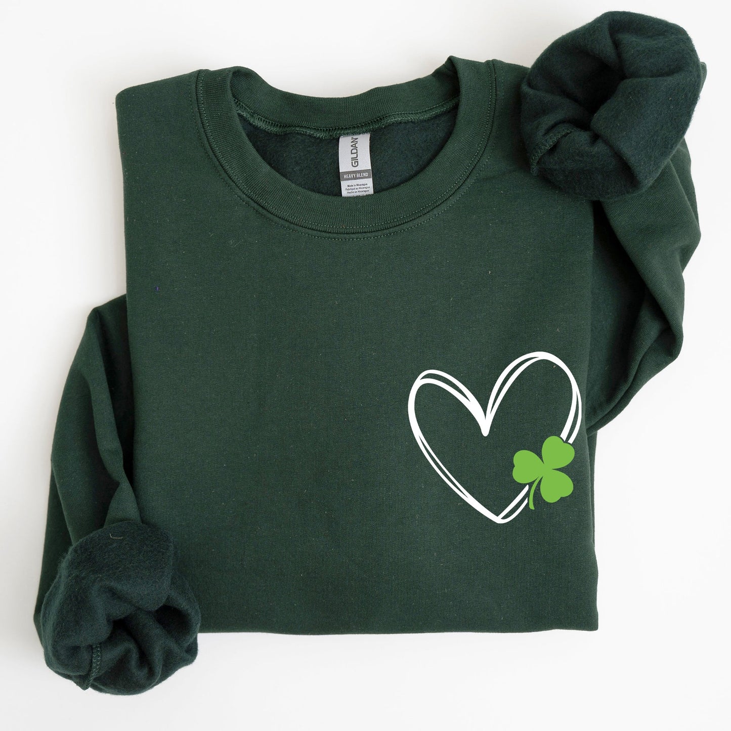 Double Heart With Shamrock, St Patrick's Day Sweatshirt