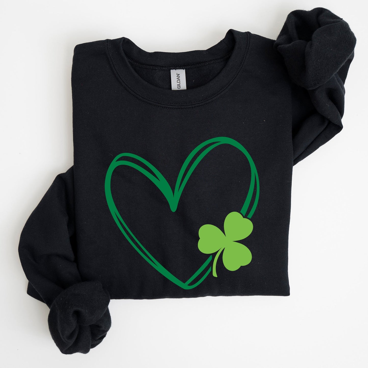 Double Heart And Shamrock St Patrick's Day Sweatshirt