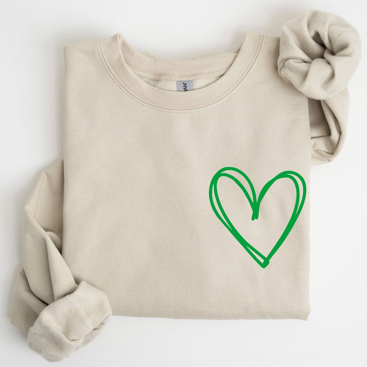 Double Heart, Pocket Print, St Patrick's Day Sweatshirt