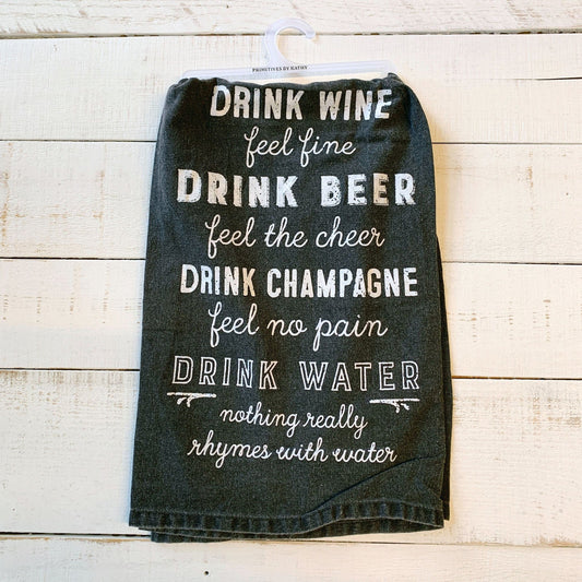 Drink Wine Feel Fine / Nothing Really Rhymes With Water Funny Snarky D