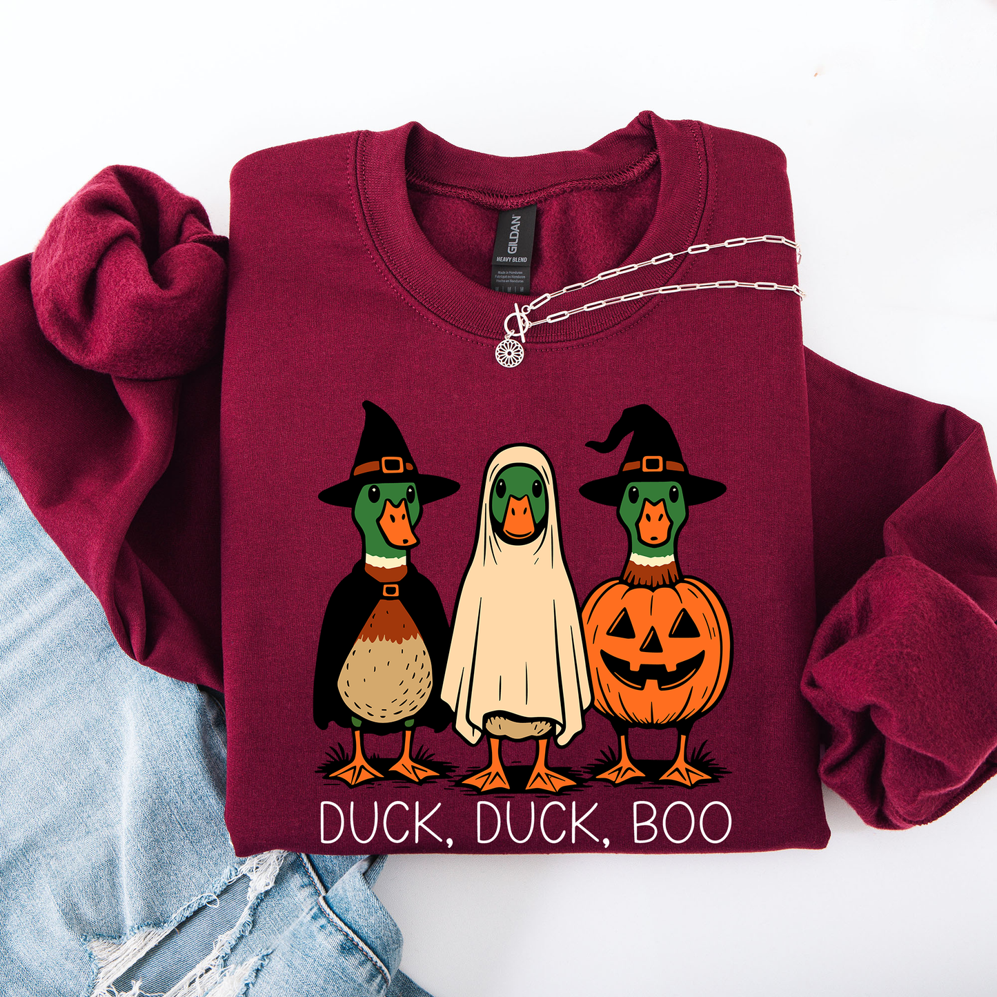 Duck Duck Boo, Funny Goose Halloween, Silly Duck Ghost, Witch, Trick or Treat, Spooky Season, Halloween Sweatshirt