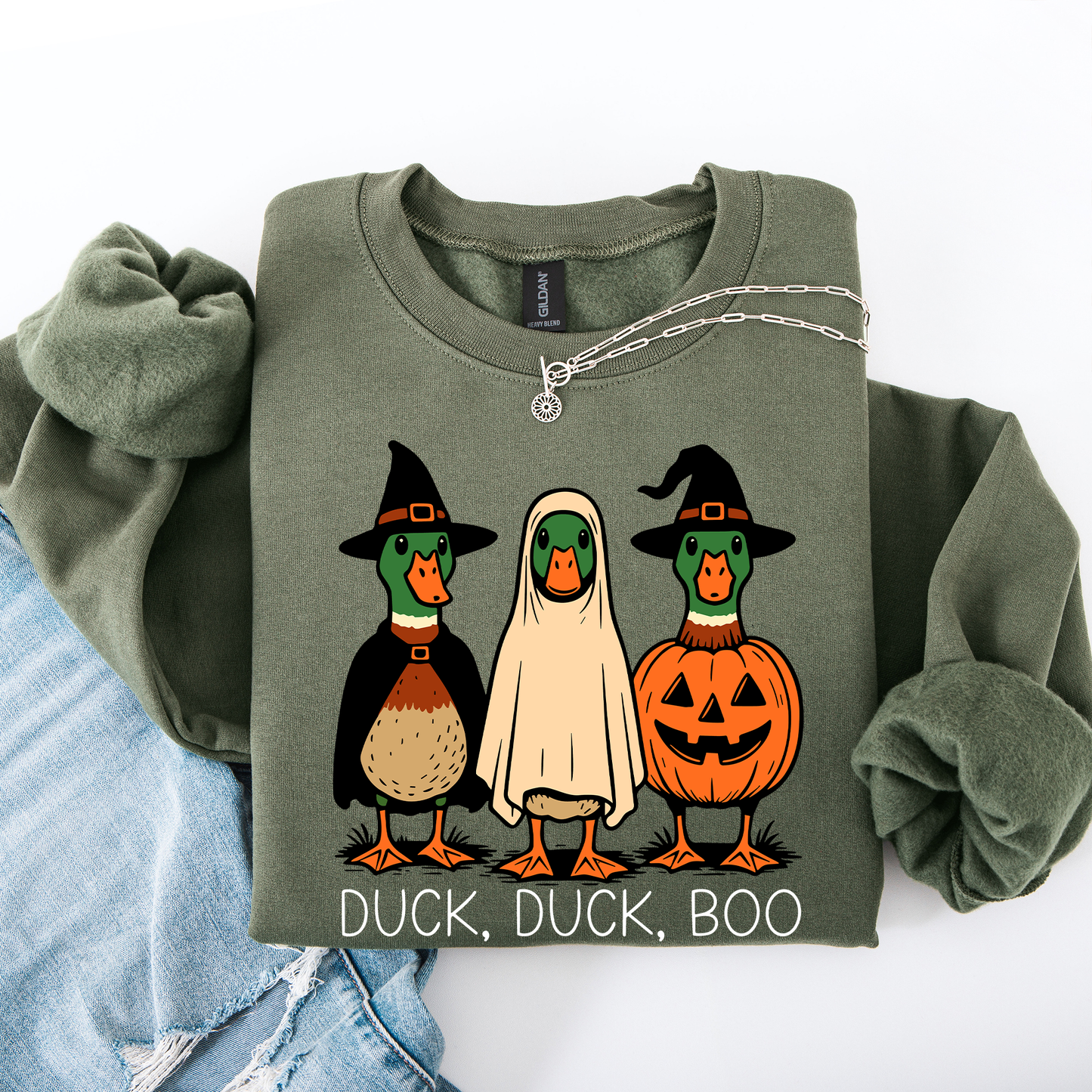 Duck Duck Boo, Funny Goose Halloween, Silly Duck Ghost, Witch, Trick or Treat, Spooky Season, Halloween Sweatshirt