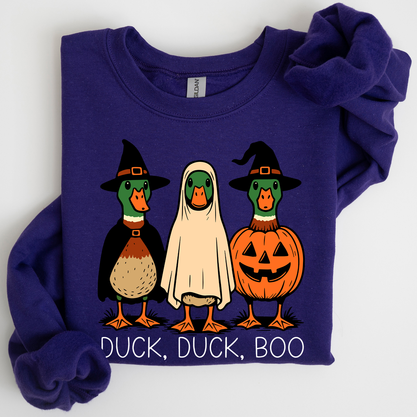 Duck Duck Boo, Funny Goose Halloween, Silly Duck Ghost, Witch, Trick or Treat, Spooky Season, Halloween Sweatshirt
