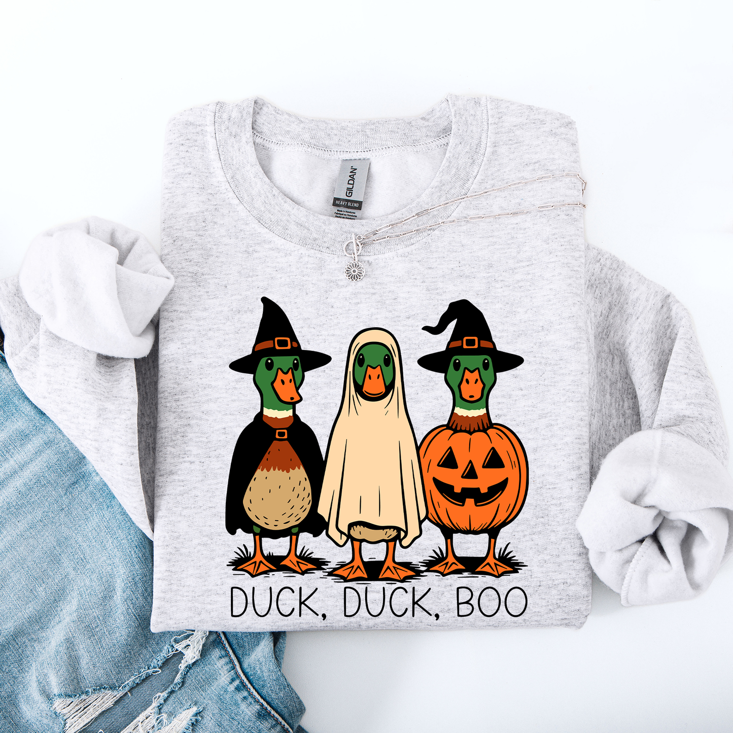 Duck Duck Boo, Funny Goose Halloween, Silly Duck Ghost, Witch, Trick or Treat, Spooky Season, Halloween Sweatshirt