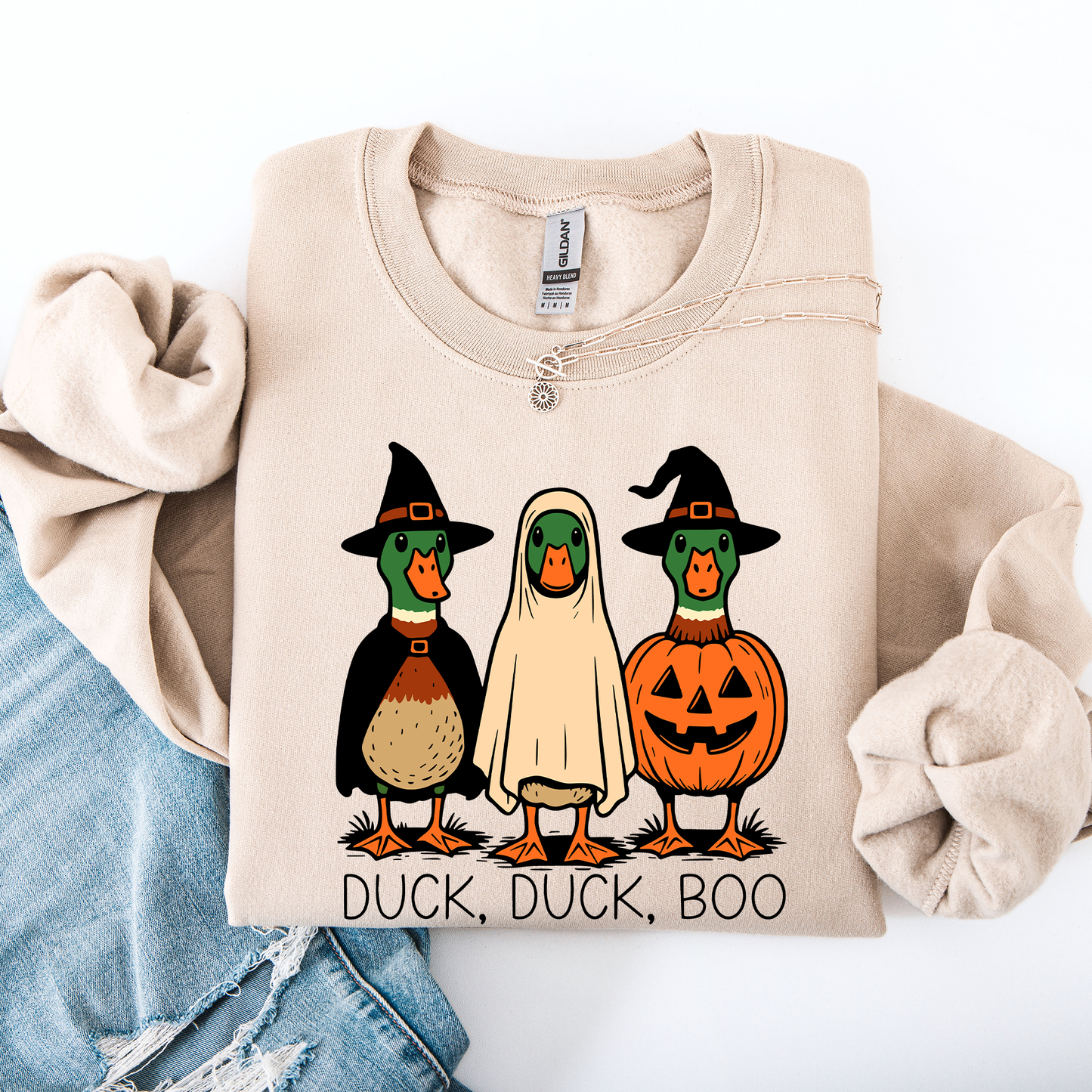 Duck Duck Boo, Funny Goose Halloween, Silly Duck Ghost, Witch, Trick or Treat, Spooky Season, Halloween Sweatshirt