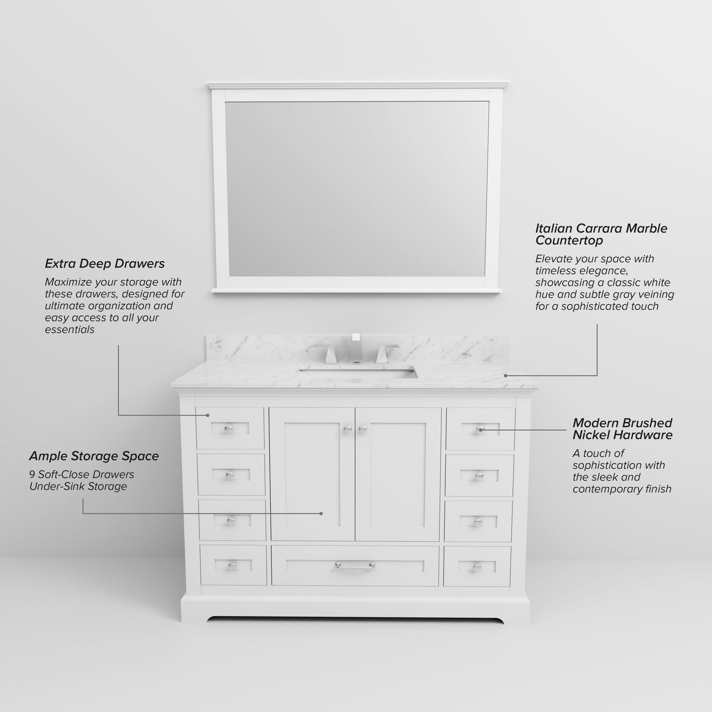 Dukes 48 in. W x 22 in. D White Single Bath Vanity