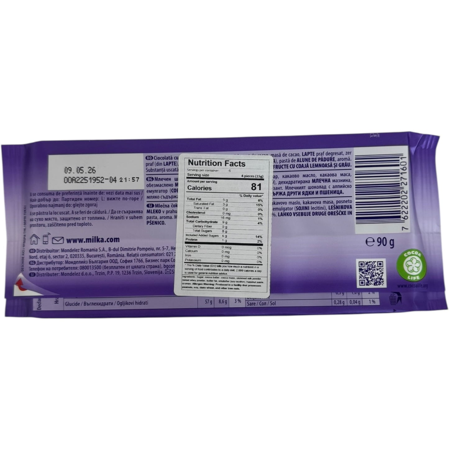 Milka Alpine Milk Chocolate Bar 90g - Creamy Swiss Chocolate Delight