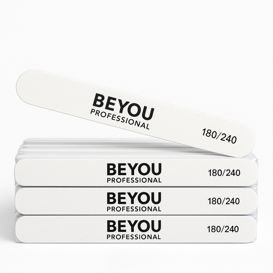 BEYOU Professional Nail Files 180/240 Grit, Wooden Base