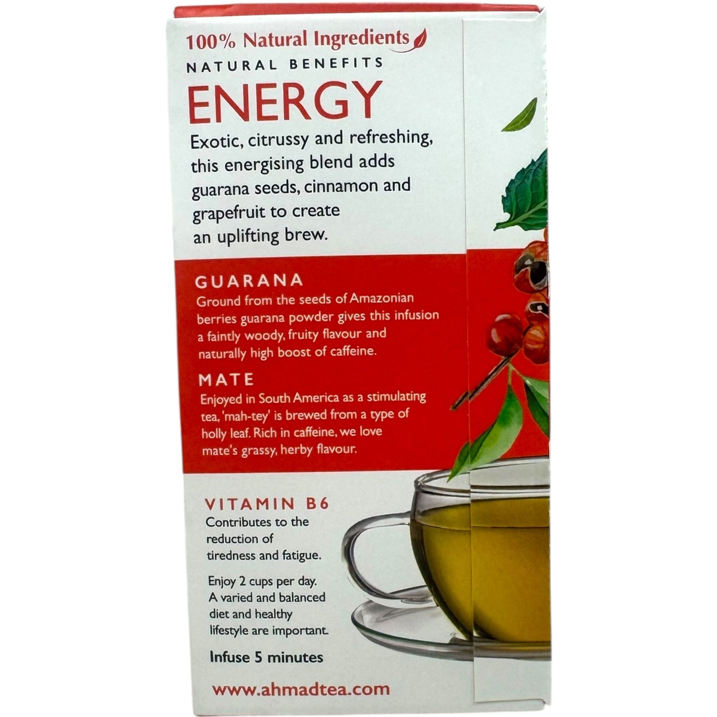 Ahmad Tea Energy Herbal Tea - Natural Boosting Blend for Vitality and Well-Being
