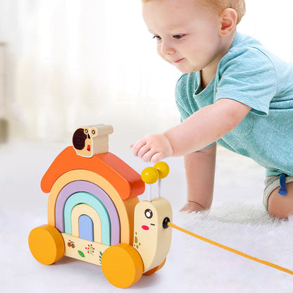 Wooden children's rainbow snail