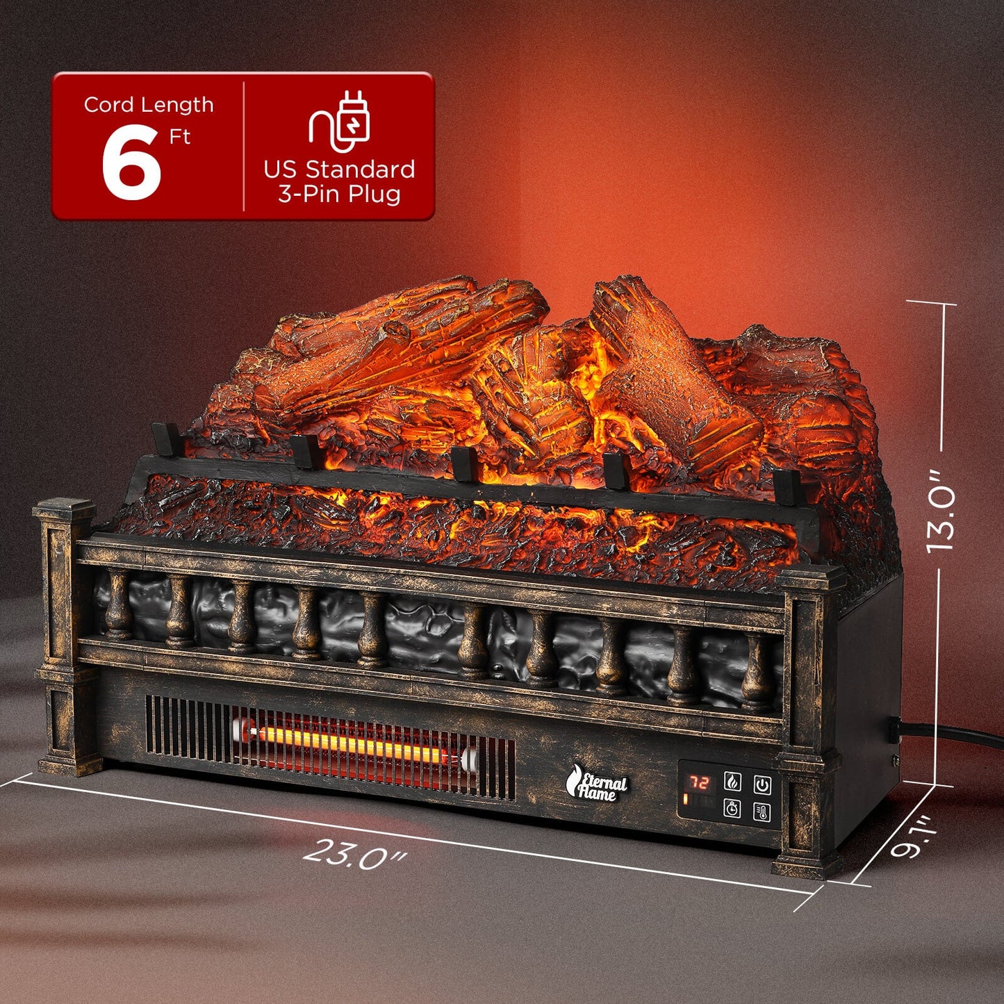 (Open) Eternal Flame EF23-LG Electric Fireplace Logs