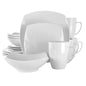 Elama Hayes 16 Piece Square Porcelain Dinnerware Set in White