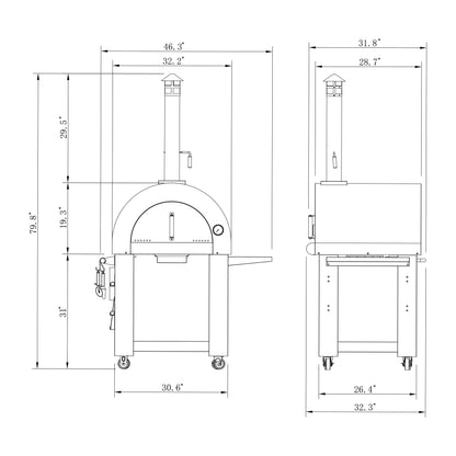 Empava PG05 Outdoor Wood Fired Pizza Oven With Side Table