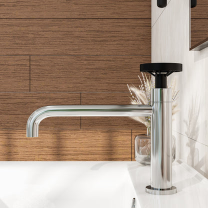 Eviva Enza Single-Handle Waterfall Single-Hole Bathroom Faucet with Deckplate Included in Chrome