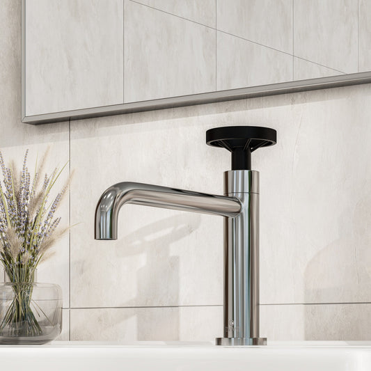 Eviva Enza Single-Handle Waterfall Single-Hole Bathroom Faucet with Deckplate Included in Chrome