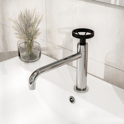 Eviva Enza Single-Handle Waterfall Single-Hole Bathroom Faucet with Deckplate Included in Chrome
