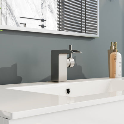 Eviva Jaida Single-Handle Waterfall-Opened Single Handle Bathroom Faucet in Brushed Nickel