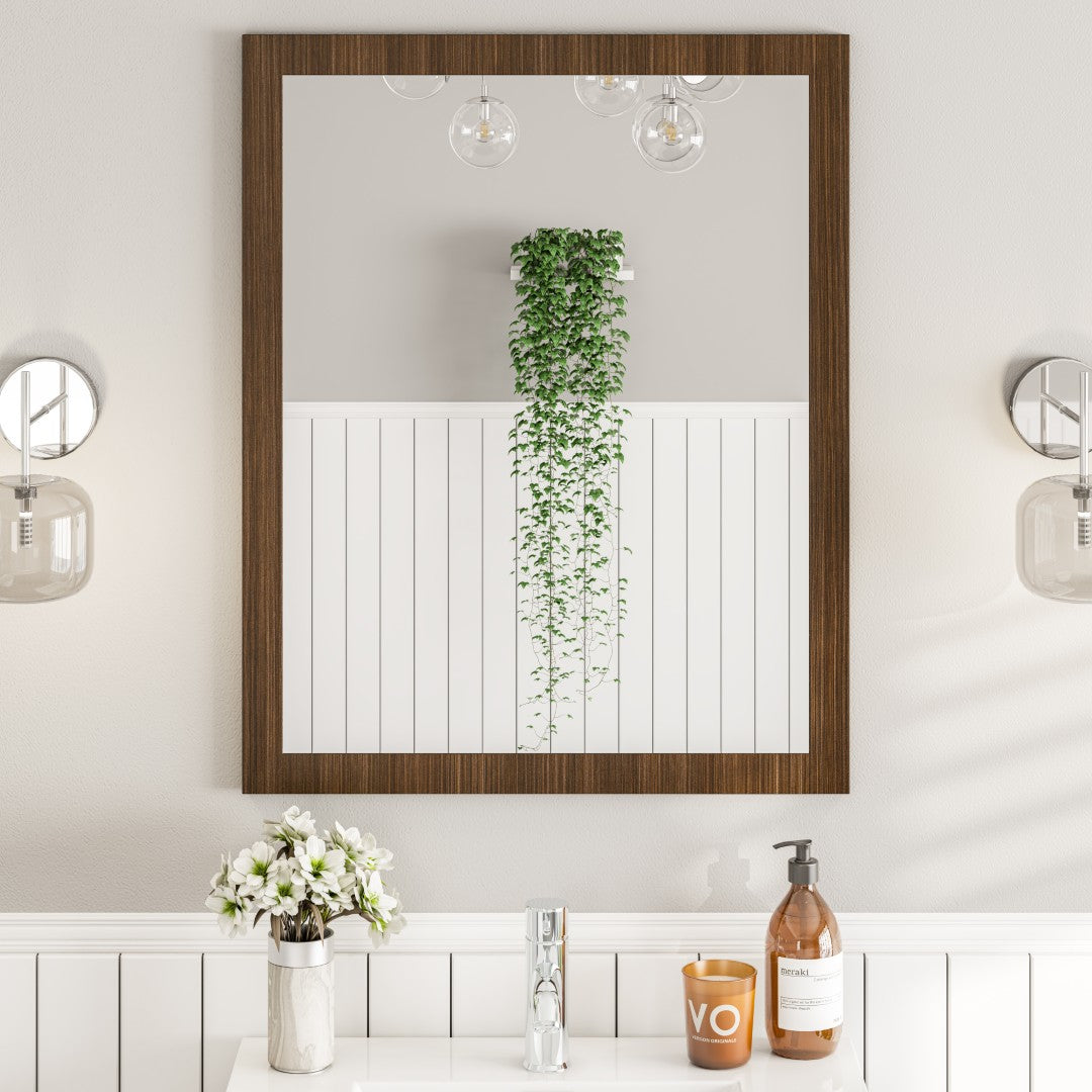 Eviva Reflection Gray Oak Wooden Framed Mirror