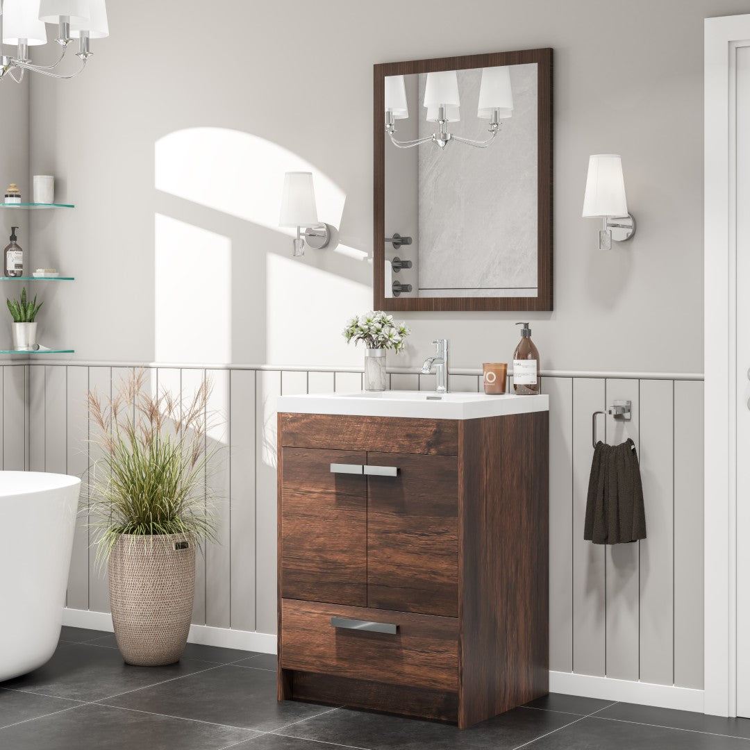 Eviva Reflection Gray Oak Wooden Framed Mirror