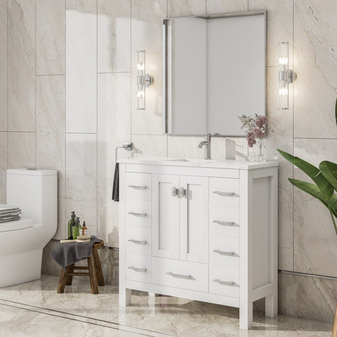 Eviva Vista Brushed Nickel Metal Framed Mirror