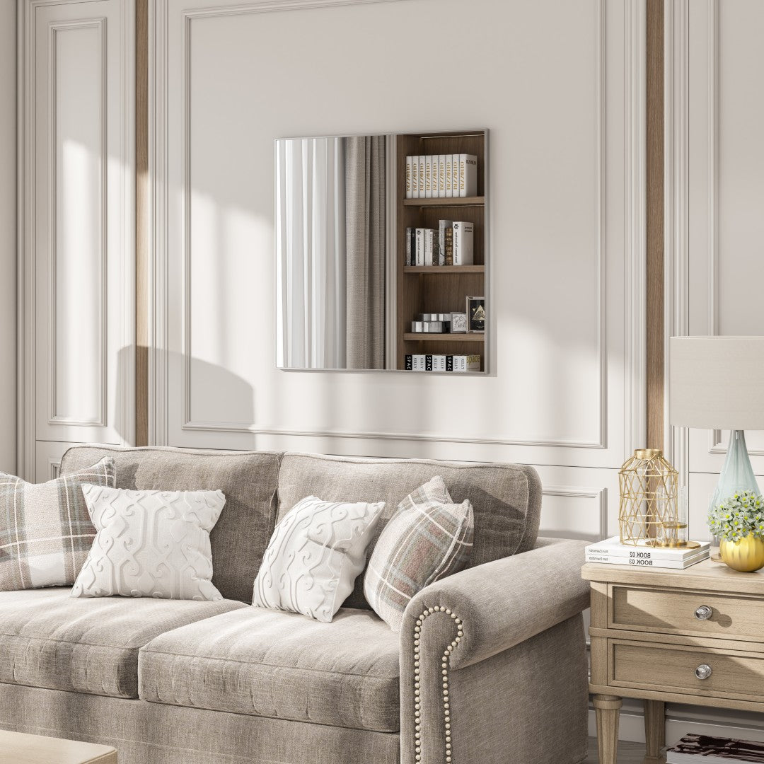 Eviva Vista Brushed Nickel Metal Framed Mirror