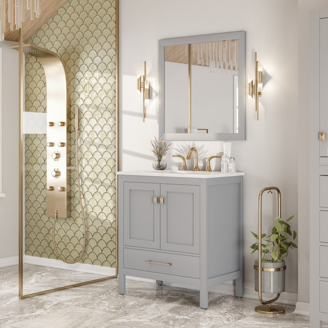 Eviva Aberdeen 72" x 30" Rectangular White Wooden Framed Mirror