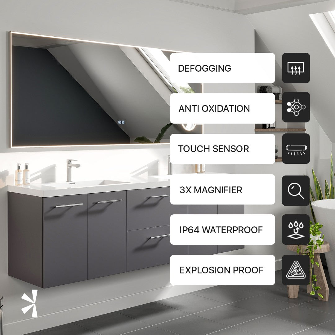 Eviva Illuminate LED Bathroom Mirror – Chrome Aluminum Frame (EVMR550 Series)