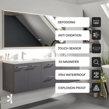 Eviva Illuminate LED Bathroom Mirror – Chrome Aluminum Frame (EVMR550 Series)