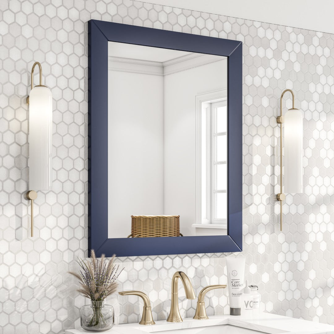 Eviva Acclaim 60" x 30" Rectangular Blue Wooden Framed Mirror