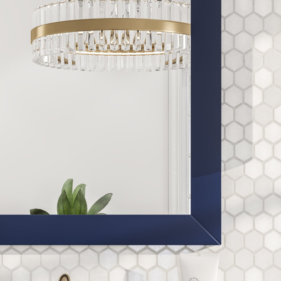 Eviva Acclaim 60" x 30" Rectangular Blue Wooden Framed Mirror