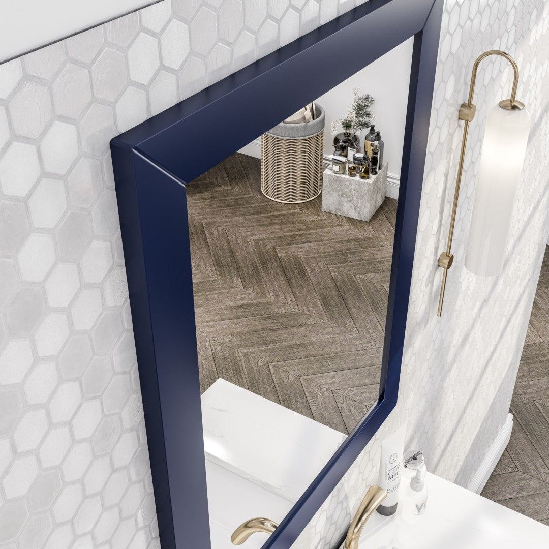 Eviva Acclaim 60" x 30" Rectangular Blue Wooden Framed Mirror