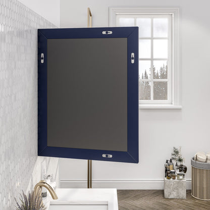 Eviva Acclaim 60" x 30" Rectangular Blue Wooden Framed Mirror