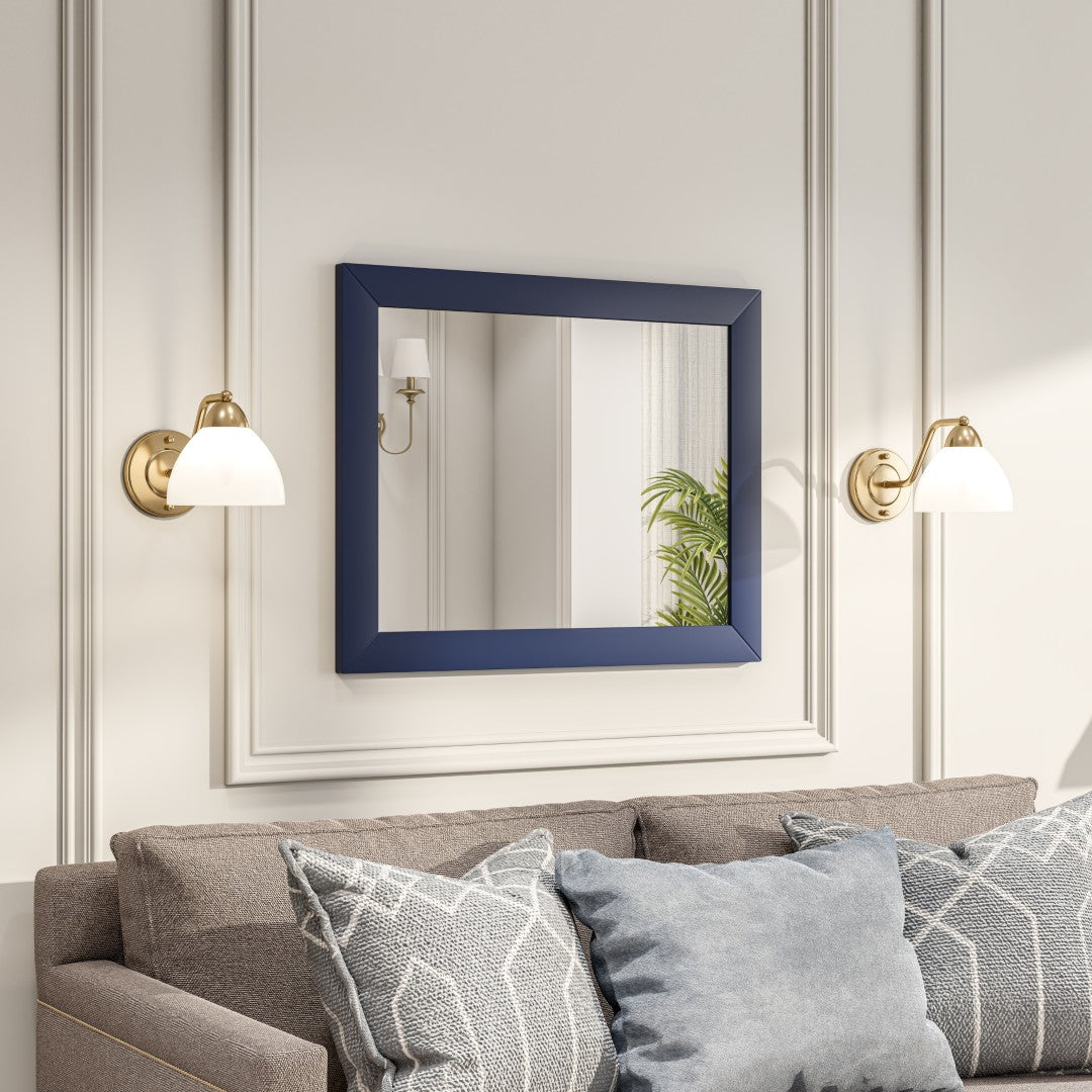 Eviva Acclaim 60" x 30" Rectangular Blue Wooden Framed Mirror