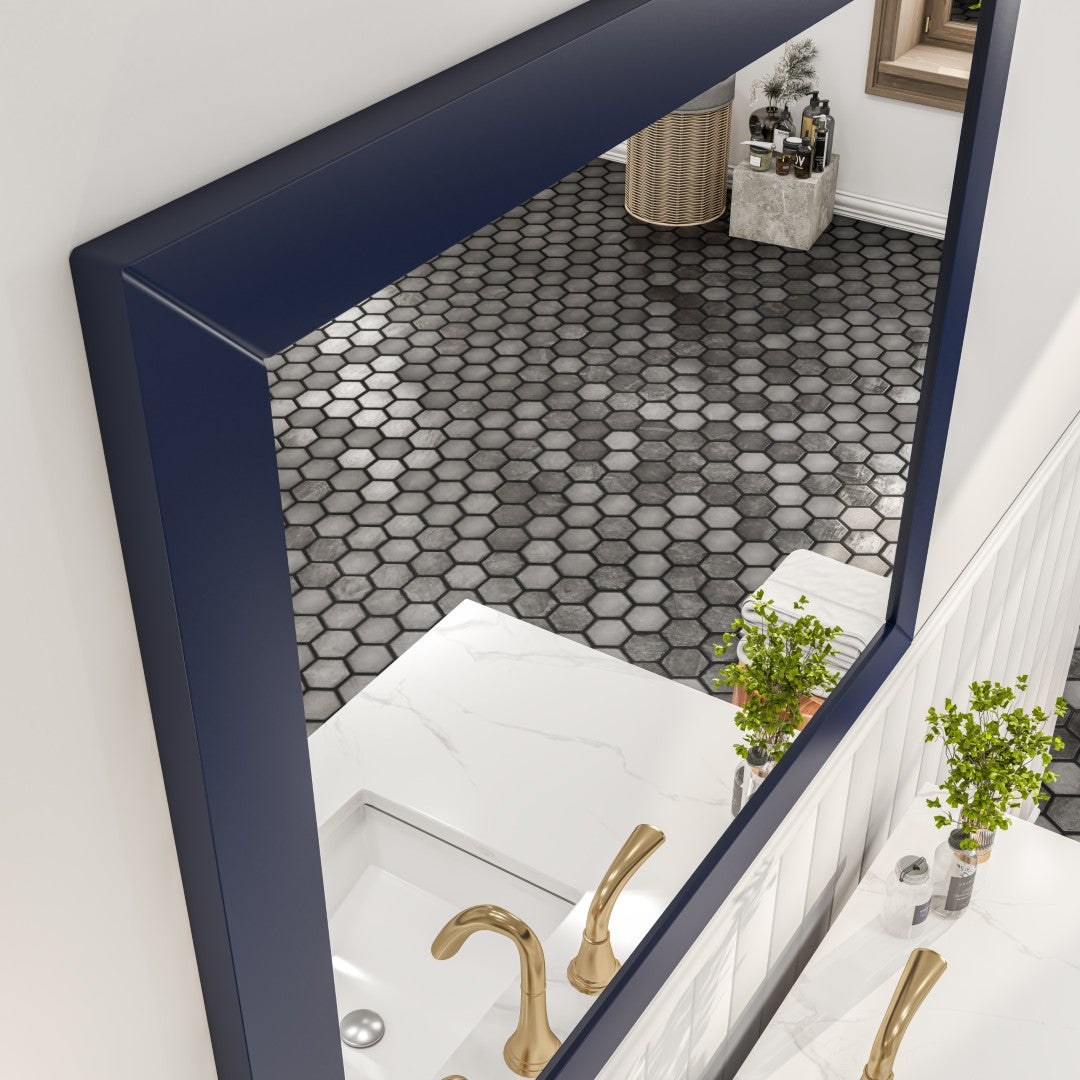 Eviva Acclaim 60" x 30" Rectangular Blue Wooden Framed Mirror