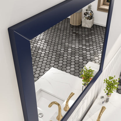 Eviva Acclaim 60" x 30" Rectangular Blue Wooden Framed Mirror